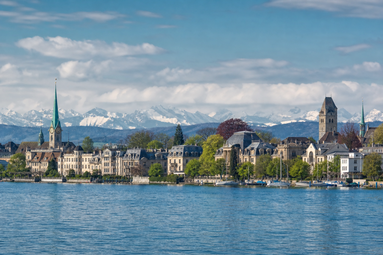 Vue de Zurich depuis le lac de Zurich